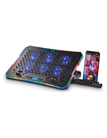 SOPORTE + VENTILADOR NOTEBOOK NGS HEROSTAND RGB BLACK + SOPORTE SMARTPHONE