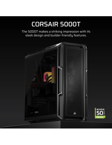 CAJA ORDENADOR GAMING CORSAIR 5000T CRISTAL TEMPLADO BLACK