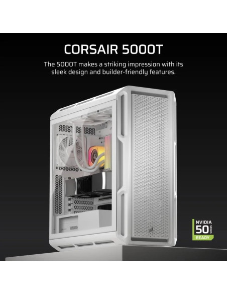 CAJA ORDENADOR GAMING CORSAIR 5000T CRISTAL TEMPLADO WHITE