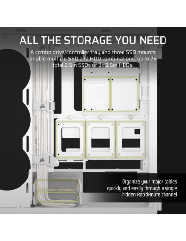 CAJA ORDENADOR GAMING CORSAIR 5000T CRISTAL TEMPLADO WHITE