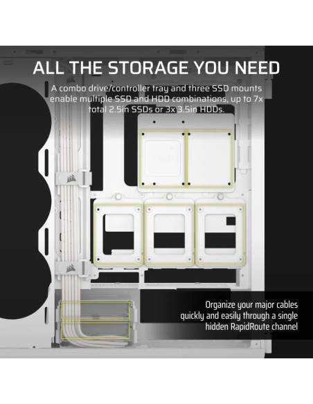 CAJA ORDENADOR GAMING CORSAIR 5000T CRISTAL TEMPLADO WHITE