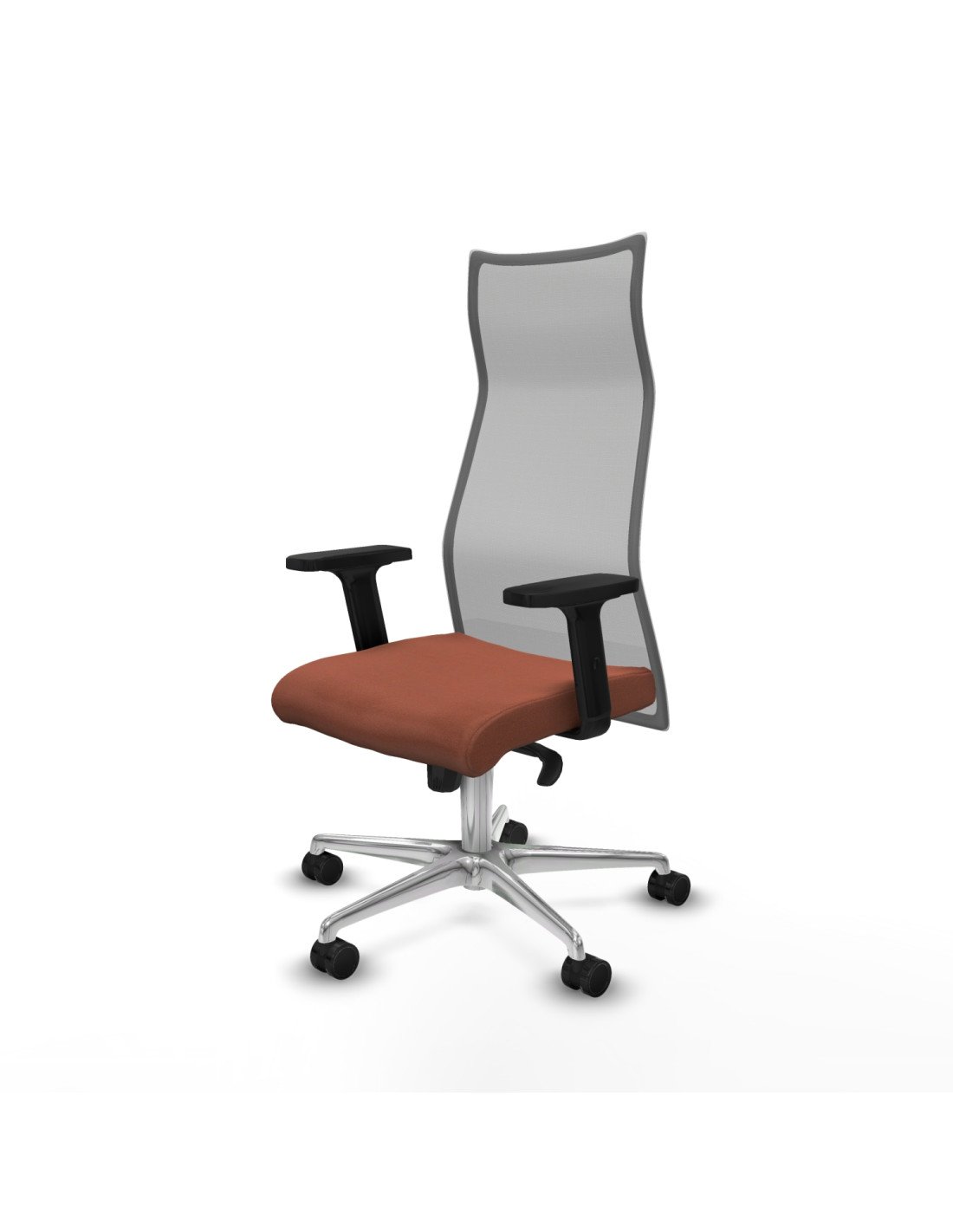 Piqueras y Crespo Albacete malla sincro malla gris bali marr?n brazos 2D base aluminio ruedas 65 mm nailon