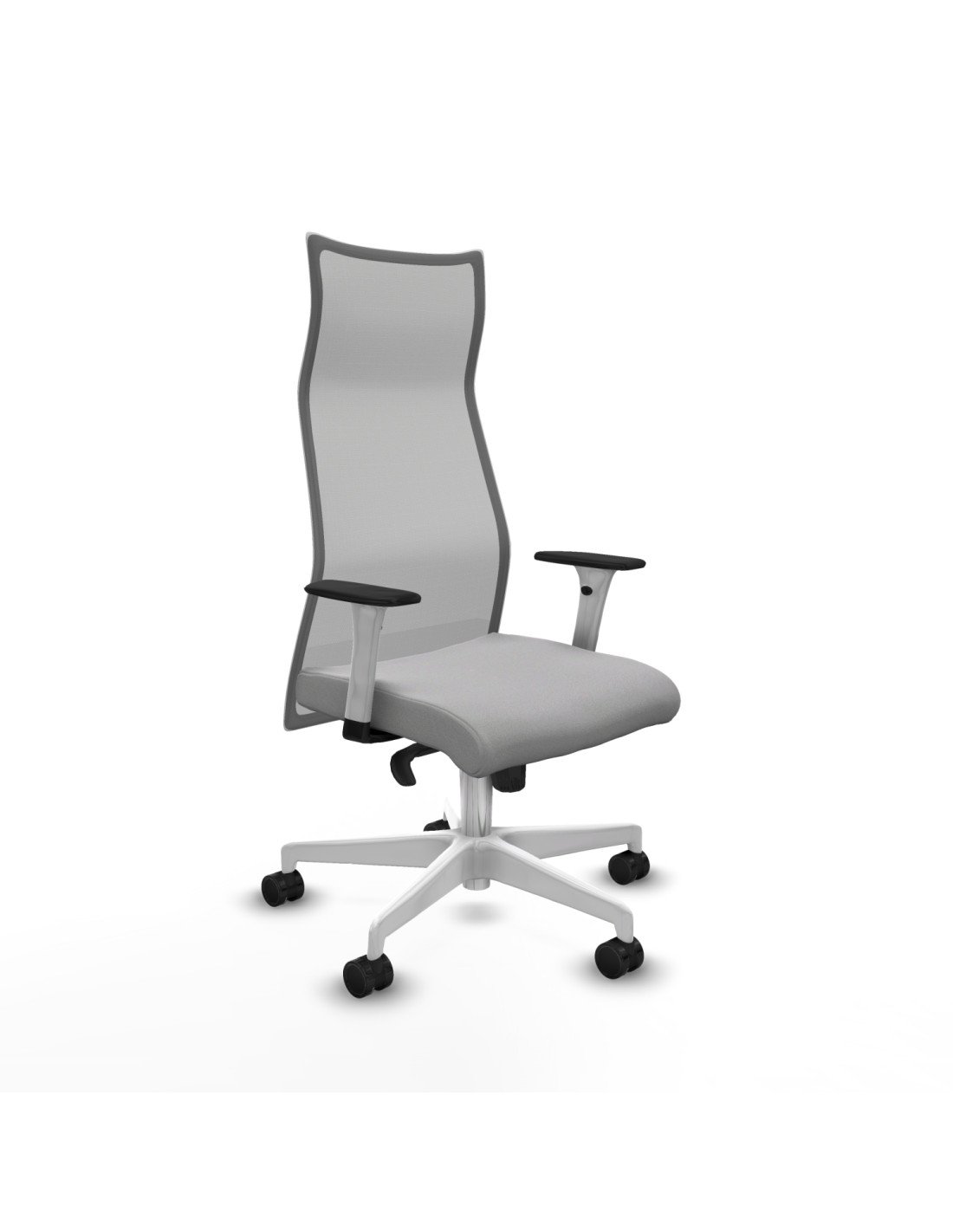 Piqueras y Crespo Albacete malla sincro malla gris bali gris claro brazos blancos base blanca ruedas 65 mm nailon