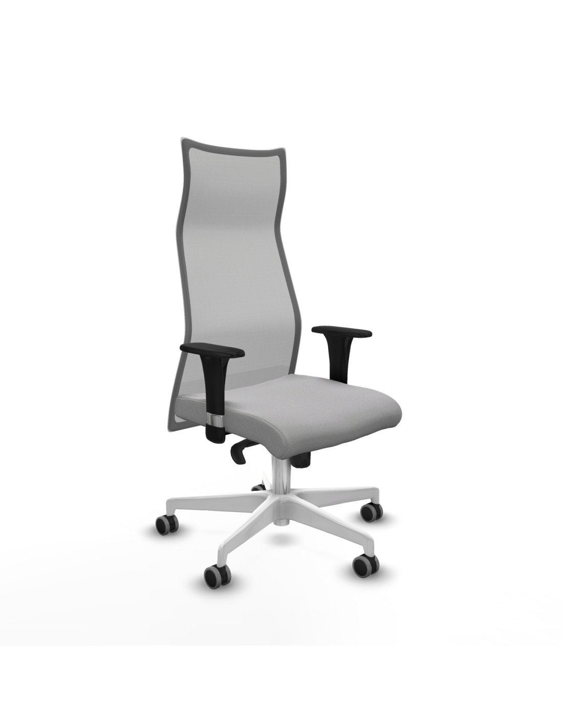 Piqueras y Crespo Albacete malla sincro malla gris bali gris claro brazos 1D base blanca ruedas 65mm engomadas