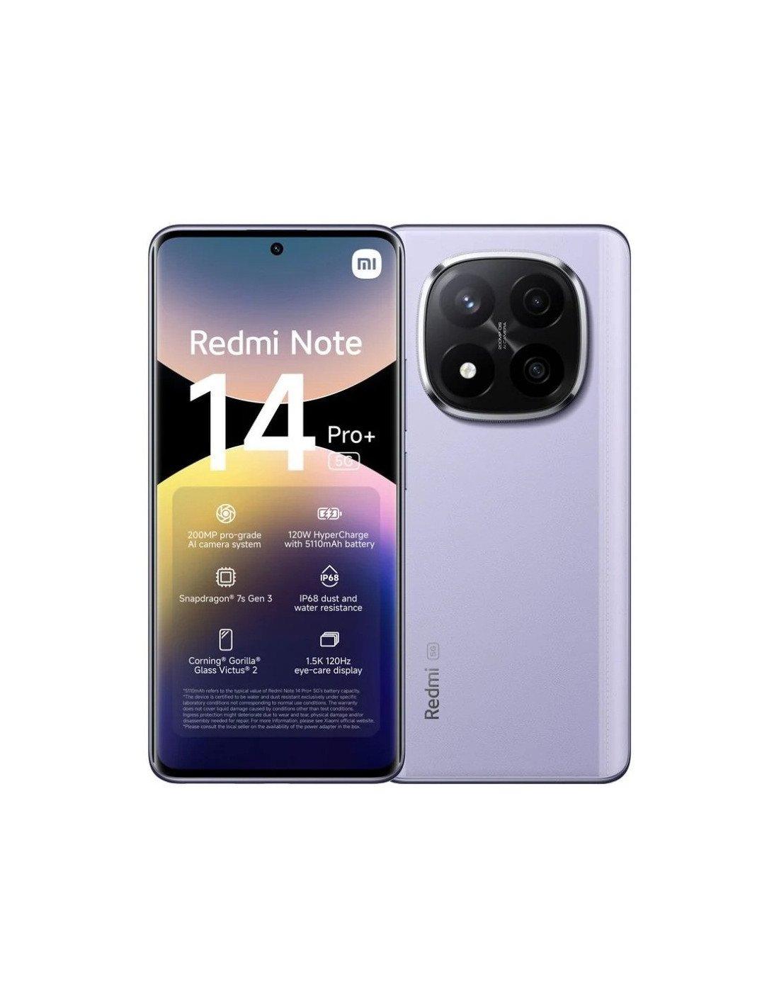 SMARTPHONE XIAOMI REDMI NOTE 14 PRO+ 6.67 12GB/512GB/200MP/NFC/5G LAVANDER PURPLE