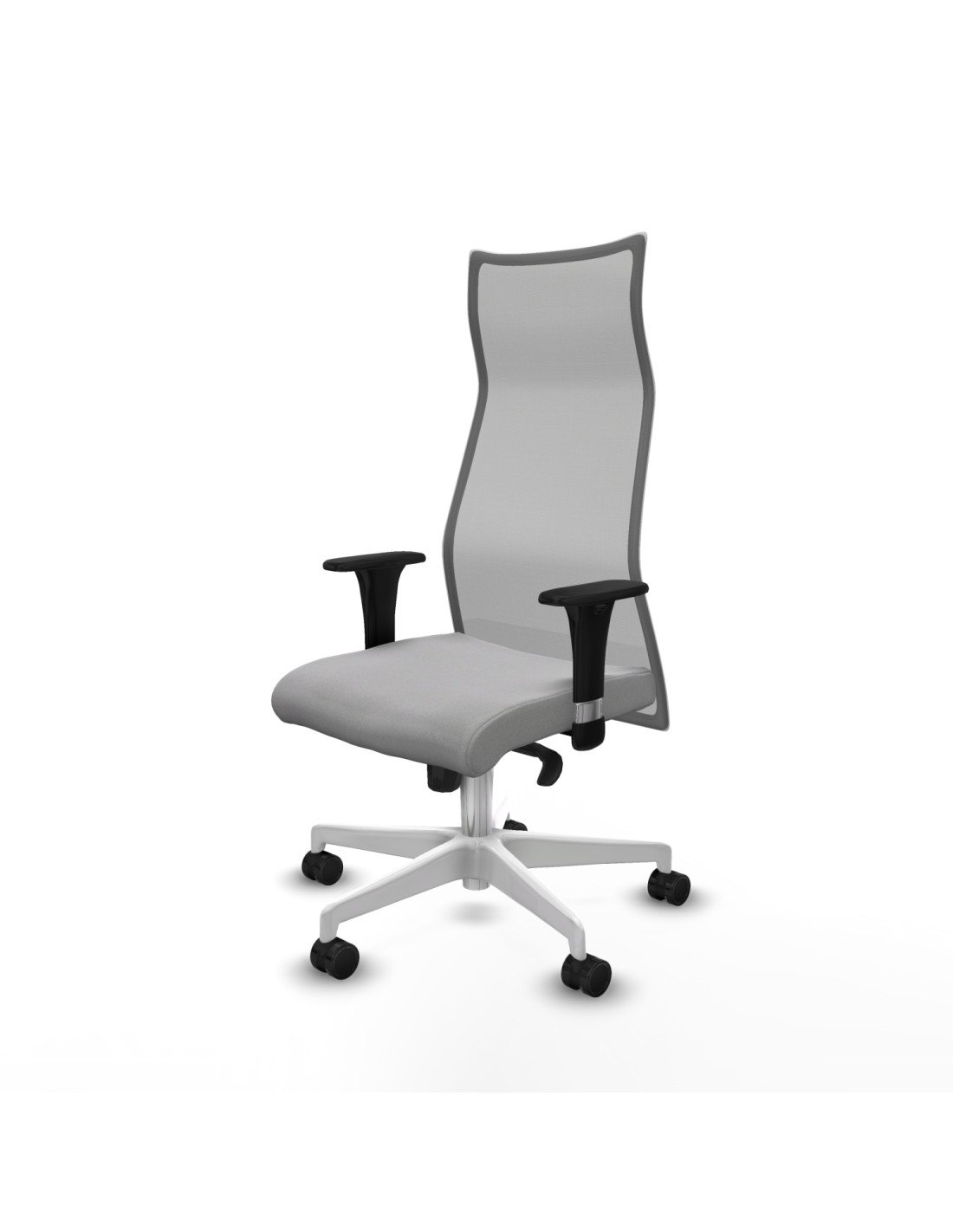 Piqueras y Crespo Albacete malla sincro malla gris bali gris claro brazos 1D base blanca ruedas 65 mm nailon