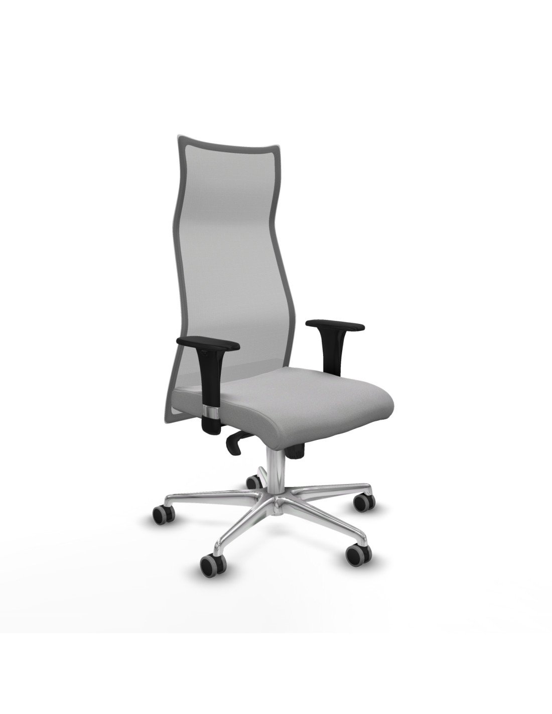 Piqueras y Crespo Albacete malla sincro malla gris bali gris claro brazos 1D base aluminio ruedas 65mm engomadas