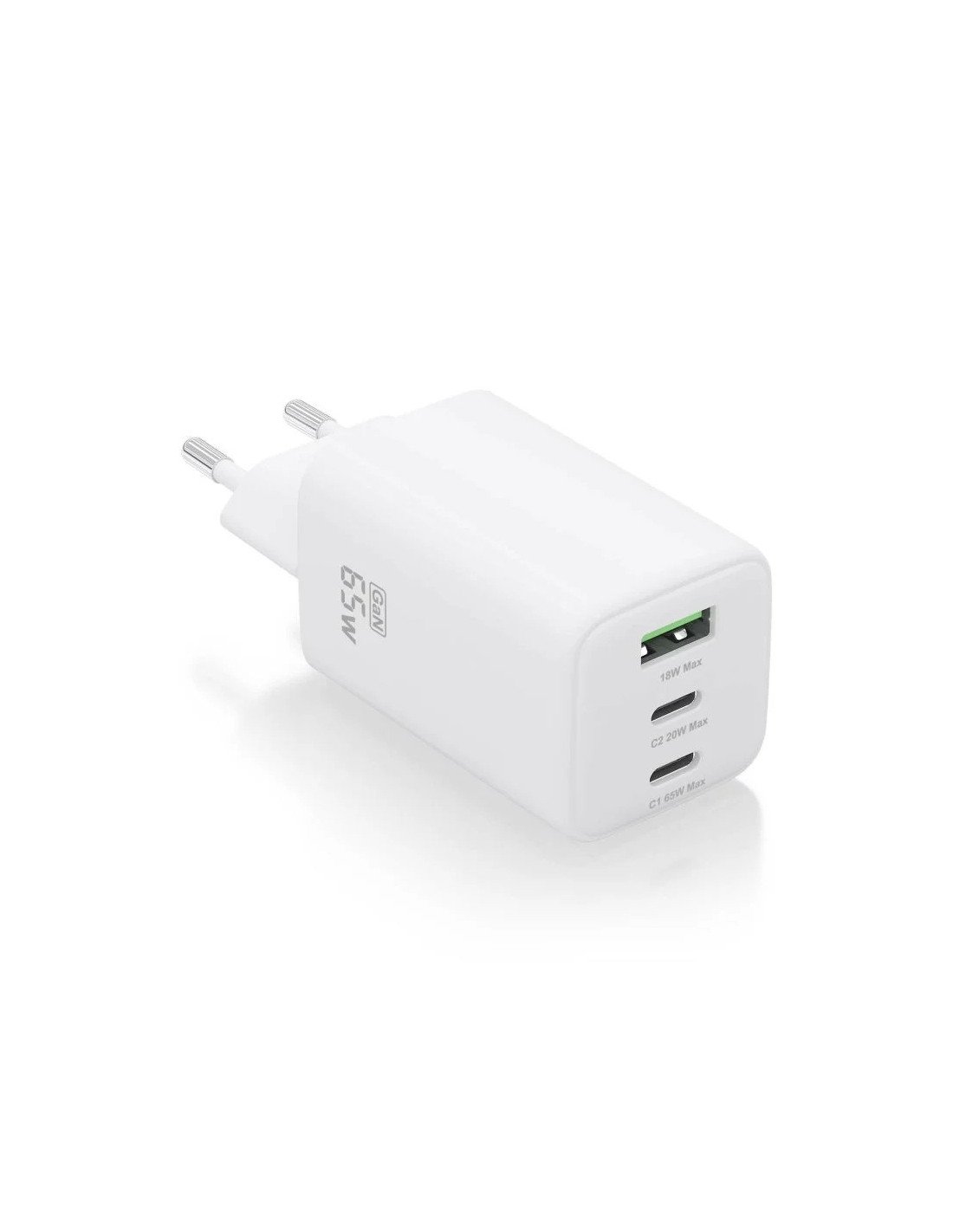 CARGADOR DE PARED AISENS GAN 2XUSB-C/USB-A 65W WHITE