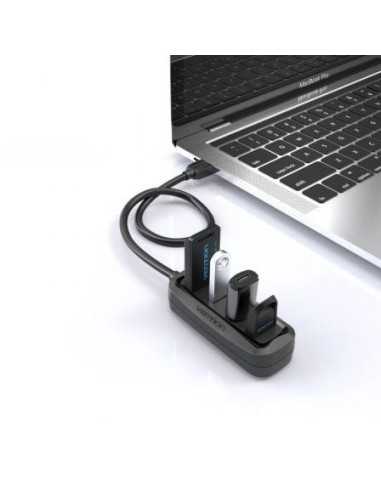 HUB USB-A 2.0 VENTION 4 PUERTOS USB-A 2.0 0.15M BLACK
