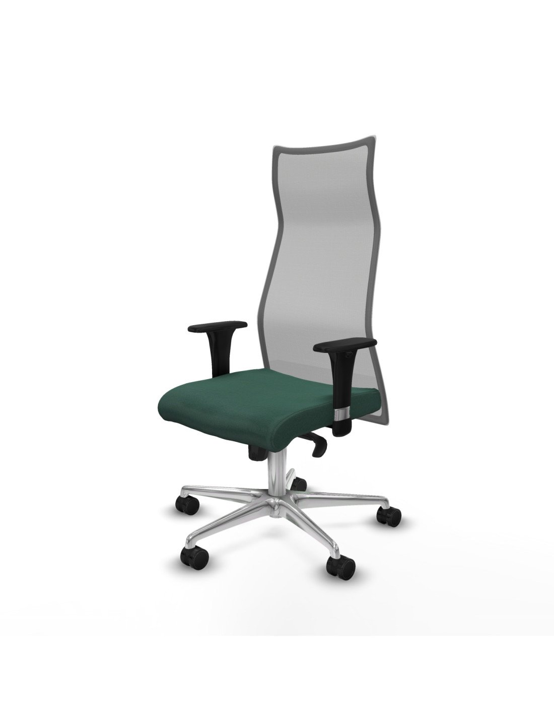 Piqueras y Crespo Albacete malla sincro malla gris bali verde botella brazos 1D base aluminio ruedas 65 mm nailon