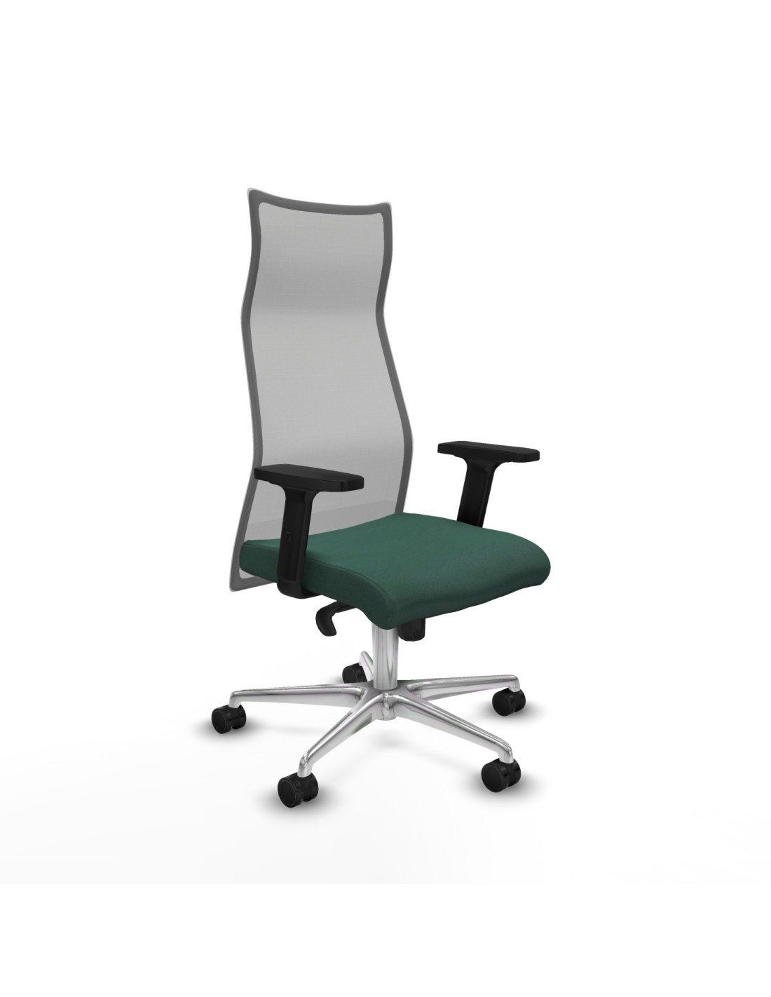 Piqueras y Crespo Albacete malla sincro malla gris bali verde botella brazos 2D base aluminio ruedas 65 mm nailon