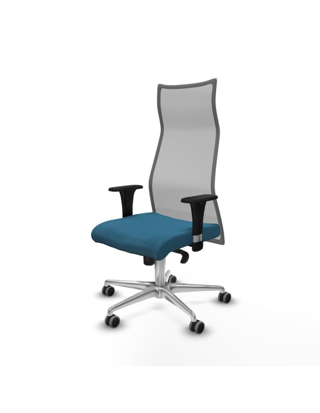 Piqueras y Crespo Albacete malla sincro malla gris bali verde petroleo brazos 1D base aluminio ruedas 65mm engomadas