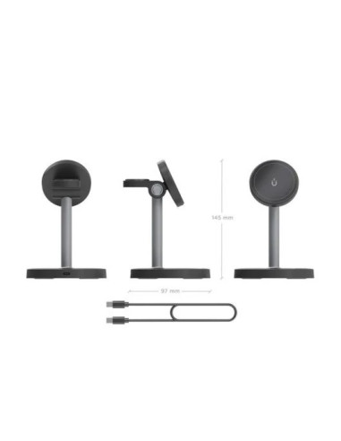 BASE CARGADOR AISENS SMARTPHONE/APPLE WATCH/AURICULARES WIRELESS QI2 15W USB-C BLACK