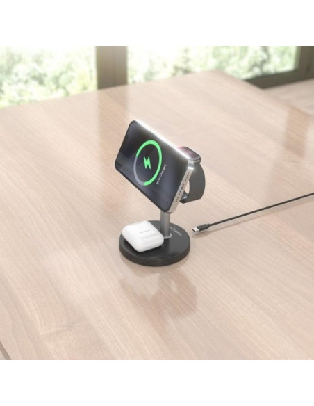 BASE CARGADOR AISENS SMARTPHONE/APPLE WATCH/AURICULARES WIRELESS QI2 15W USB-C BLACK