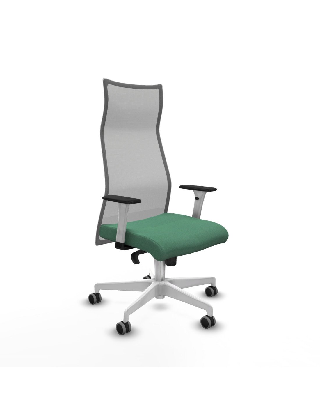 Piqueras y Crespo Albacete malla sincro malla gris bali verde esmeralda brazos blancos base blanca ruedas 65mm engomadas