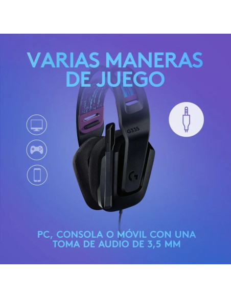 AURICULARES + MICROFONO LOGITECH GAMING G335 JACK 3.5MM BLACK/BLUE