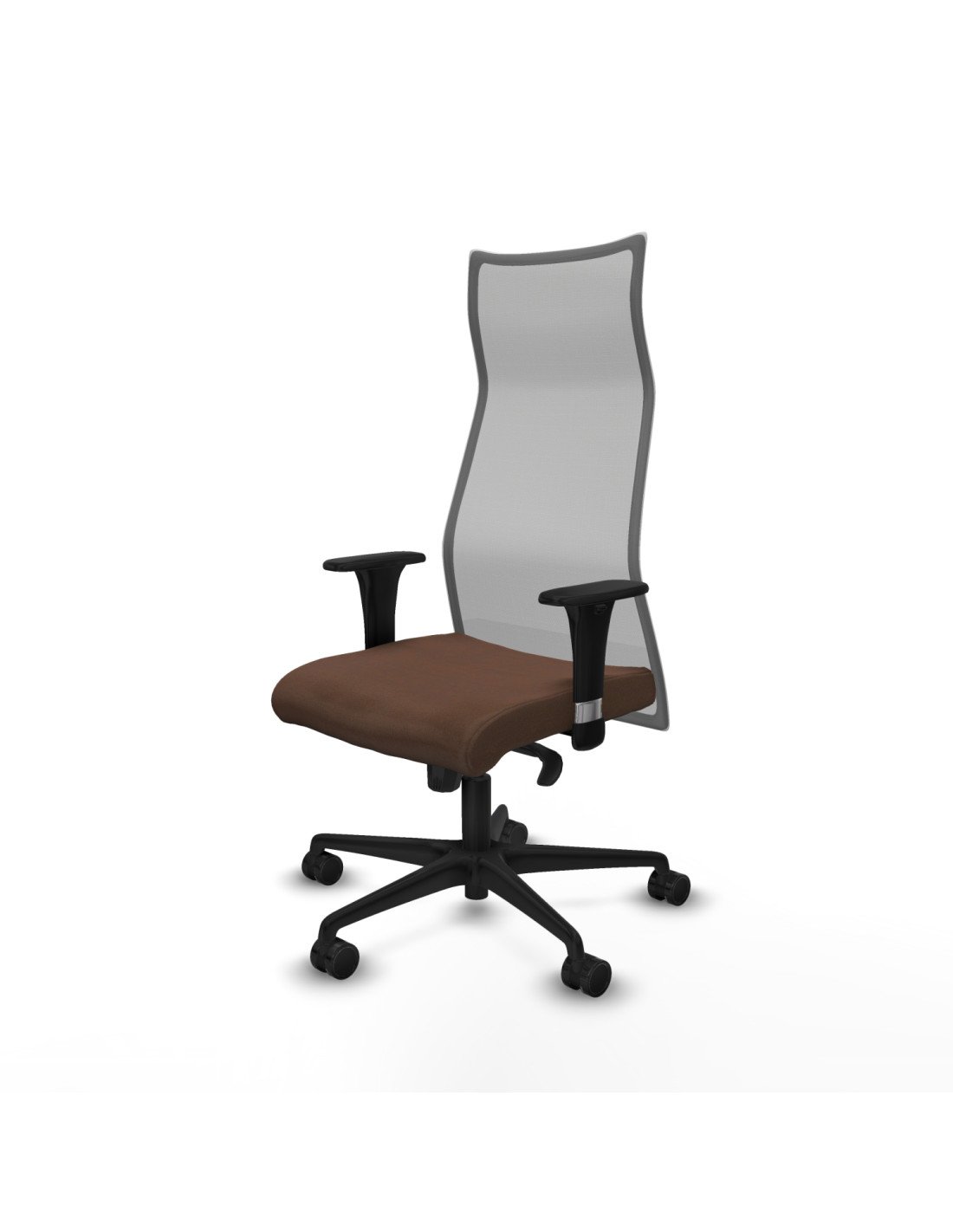 Piqueras y Crespo Albacete malla sincro malla gris bali marr?n oscuro brazos 1D base nailon ruedas 65 mm nailon