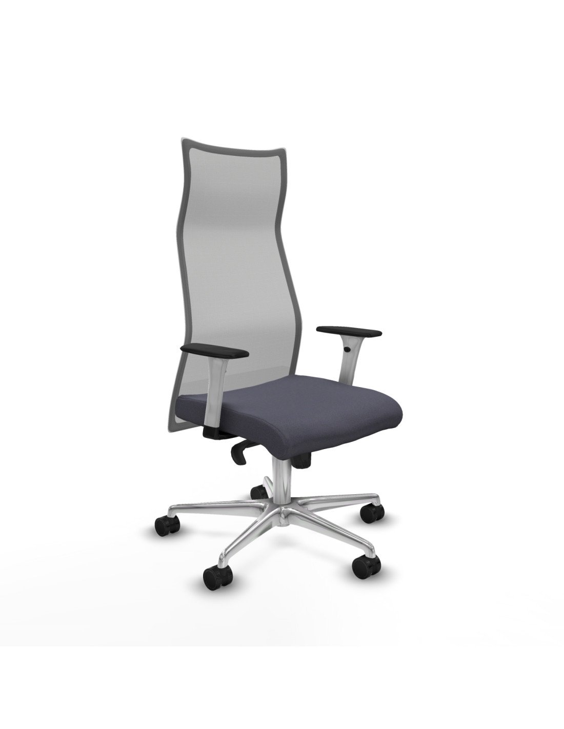 Piqueras y Crespo Albacete malla sincro malla gris bali gris oscuro brazos blancos base aluminio ruedas 65 mm nailon