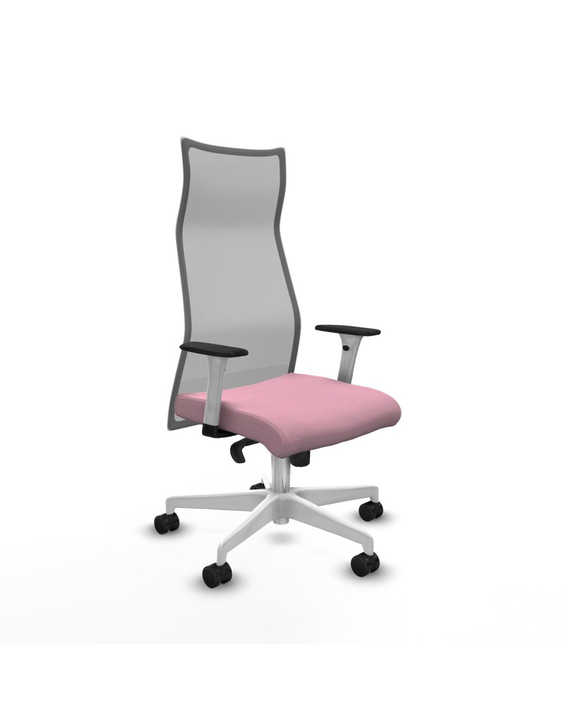 Piqueras y Crespo Albacete malla sincro malla gris bali rosa brazos blancos base blanca ruedas 65 mm nailon