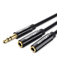 CABLE AUDIO VENTION JACK 3.5/M - 2X JACK 3.5/H 30CM BLACK