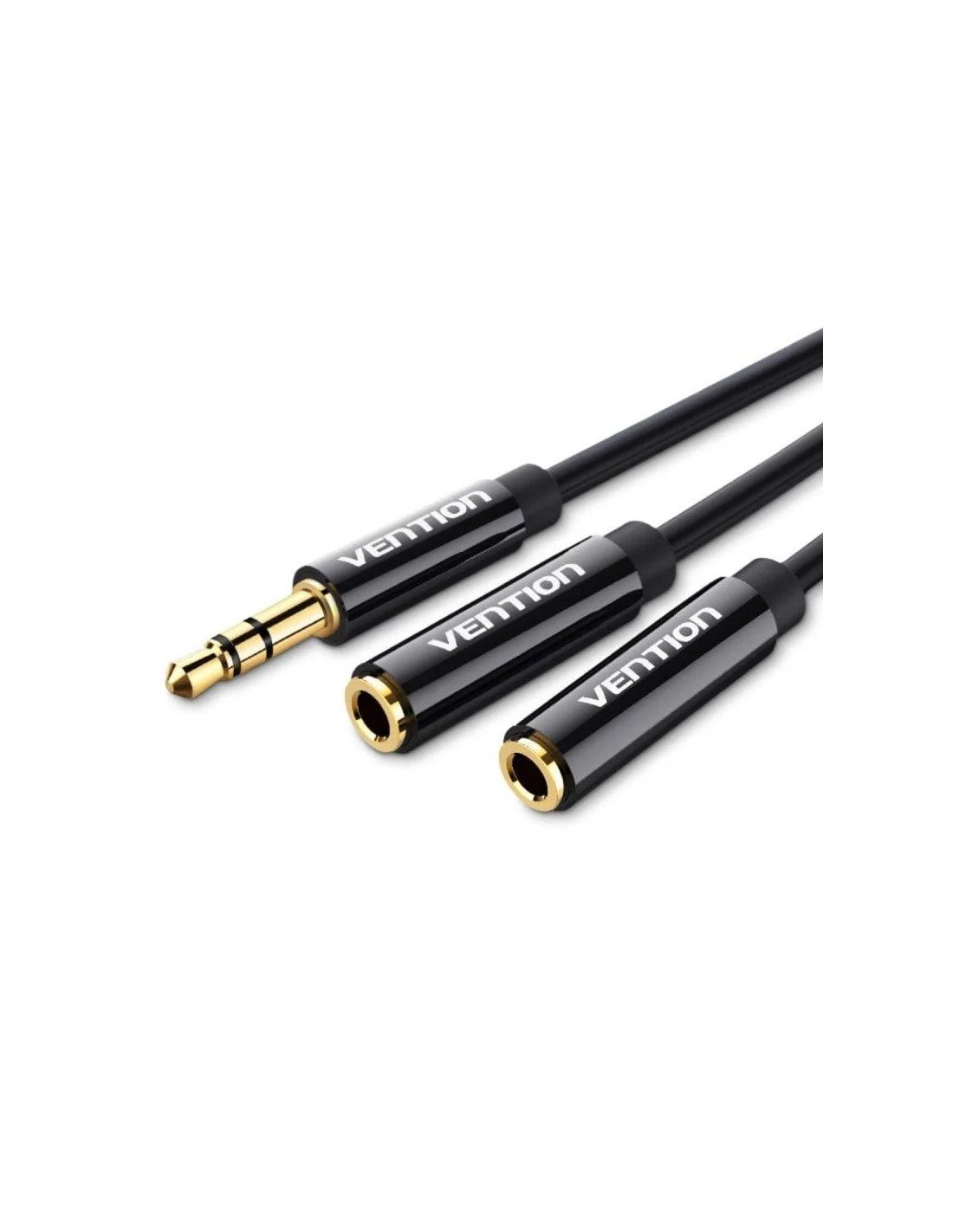 CABLE AUDIO VENTION JACK 3.5/M - 2X JACK 3.5/H 30CM BLACK