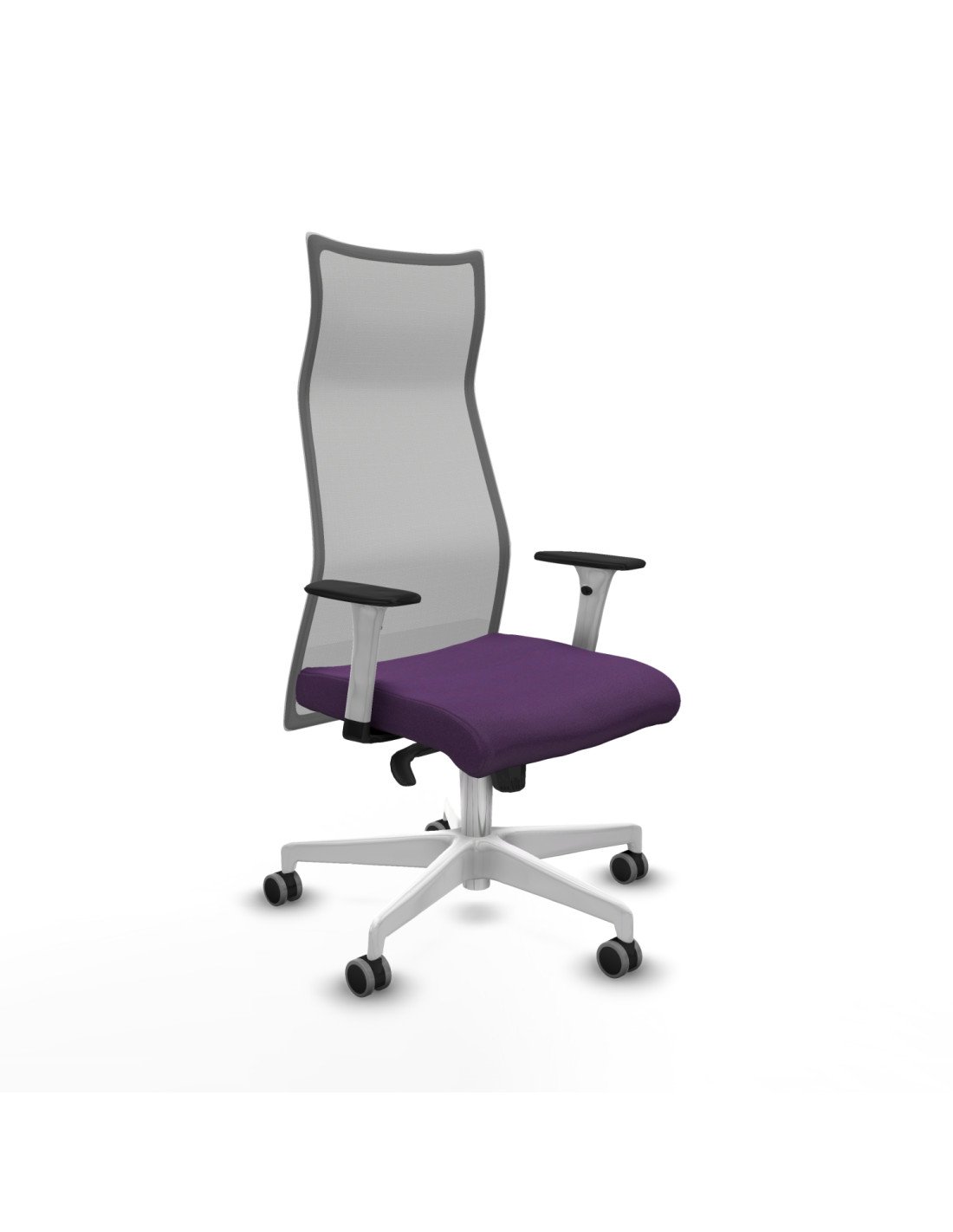 Piqueras y Crespo Albacete malla sincro malla gris bali morado brazos blancos base blanca ruedas 65mm engomadas