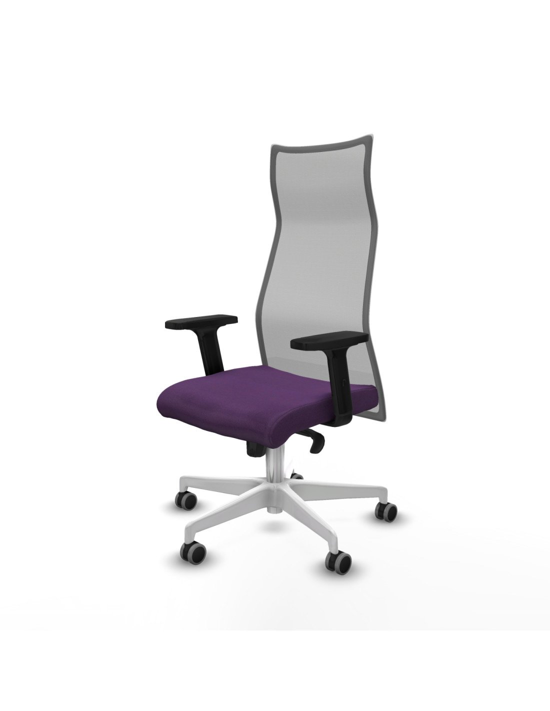 Piqueras y Crespo Albacete malla sincro malla gris bali morado brazos 2D base blanca ruedas 65mm engomadas