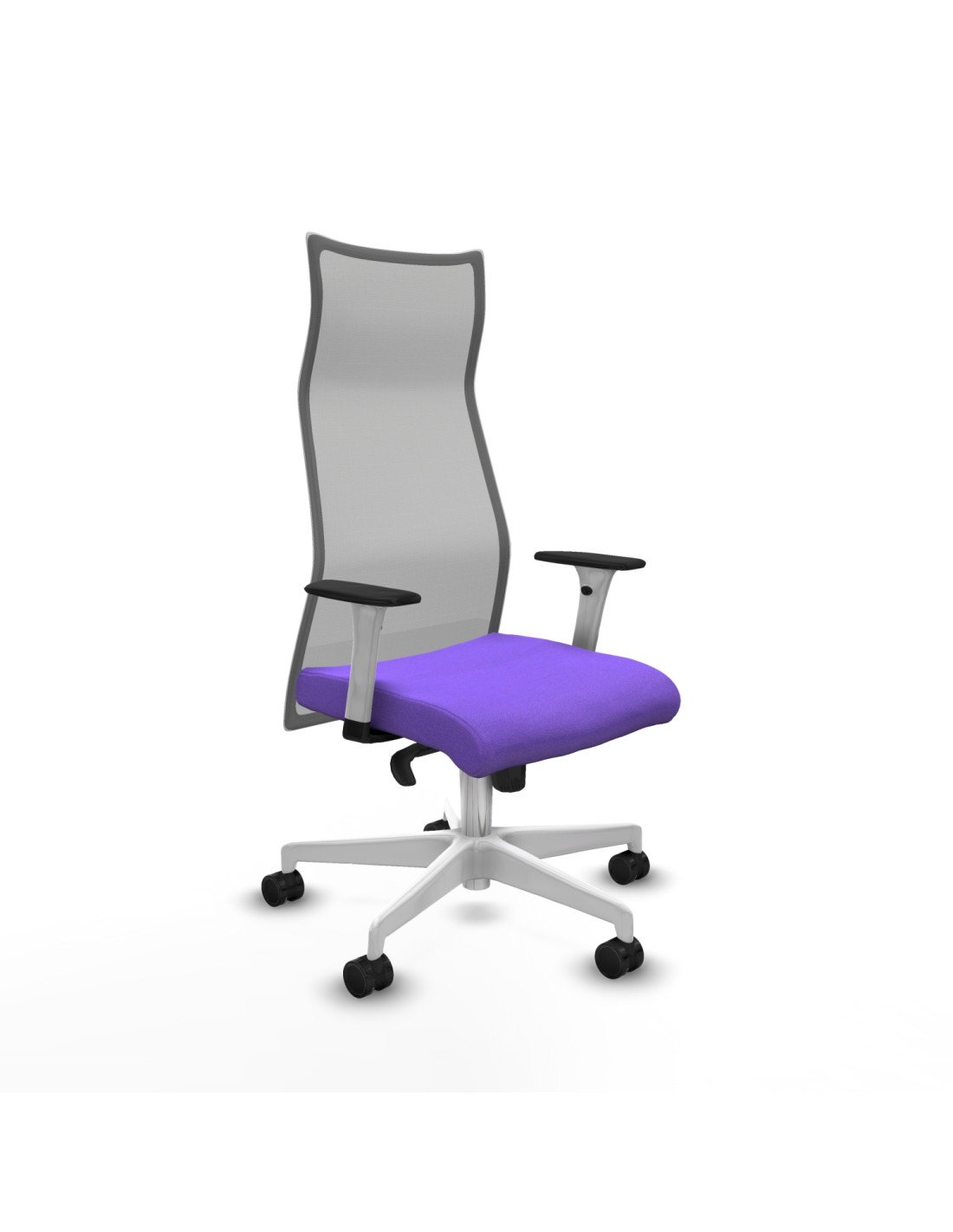 Piqueras y Crespo Albacete malla sincro malla gris bali lila brazos blancos base blanca ruedas 65 mm nailon