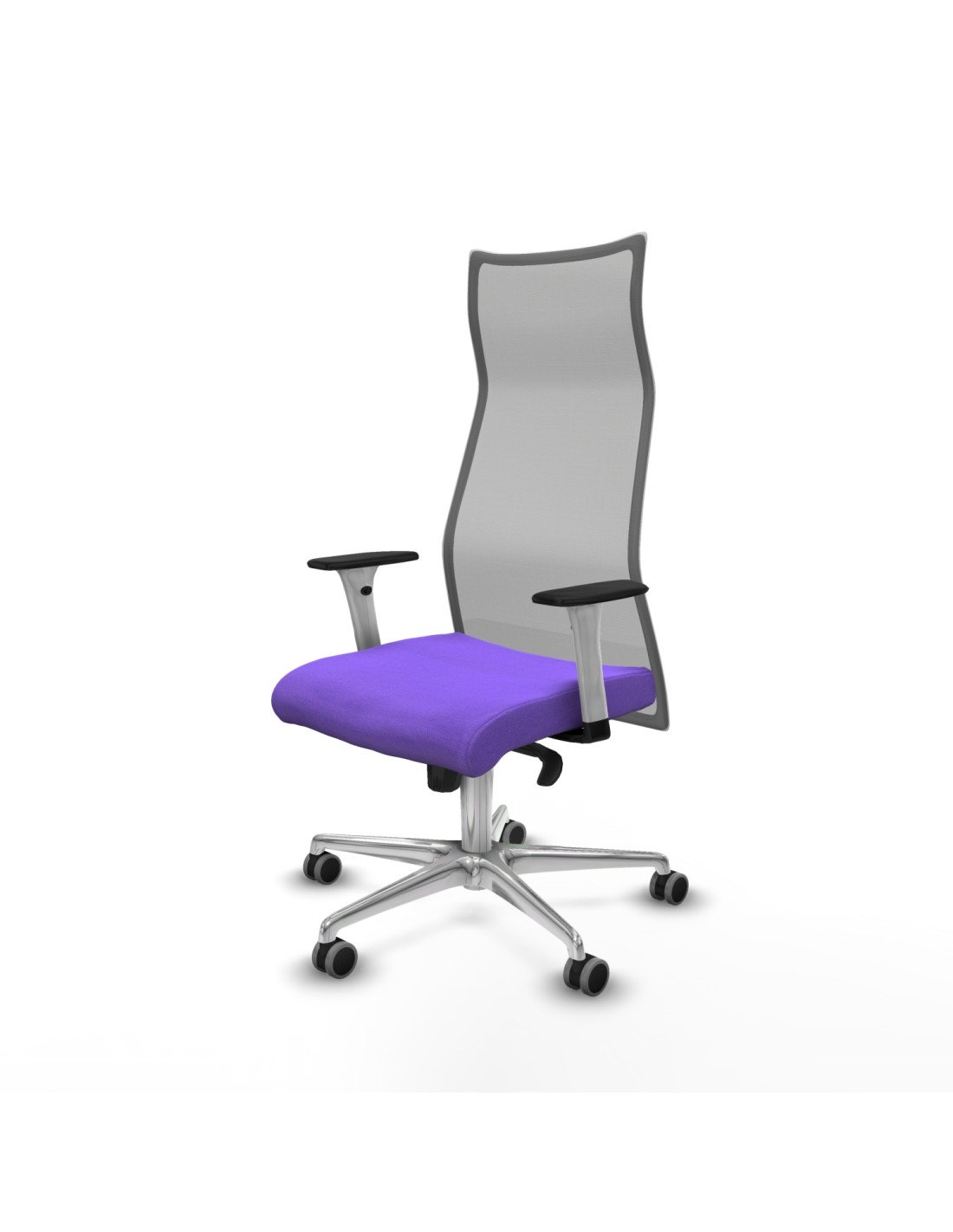 Piqueras y Crespo Albacete malla sincro malla gris bali lila brazos blancos base aluminio ruedas 65mm engomadas