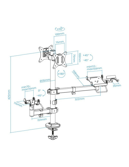 SOPORTE DE MESA AVPOS 4-1 PARA TPV/MONITOR/IMPRESORA/DATAFONO