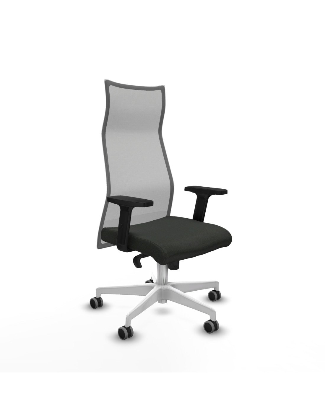 Piqueras y Crespo Albacete malla sincro malla gris bali negro brazos 2D base blanca ruedas 65mm engomadas