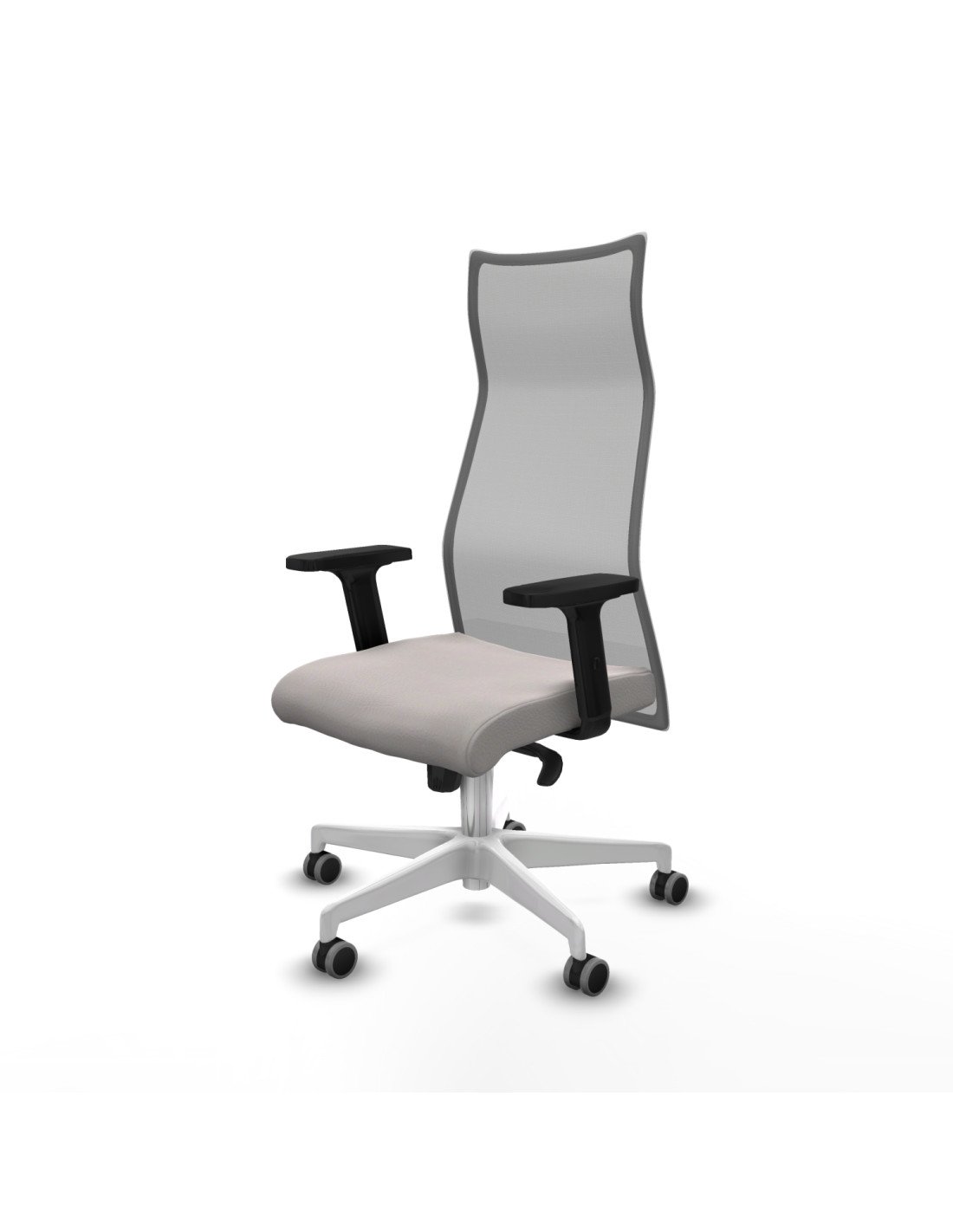 Piqueras y Crespo Albacete malla sincro malla gris similpiel blanco brazos 2D base blanca ruedas 65mm engomadas