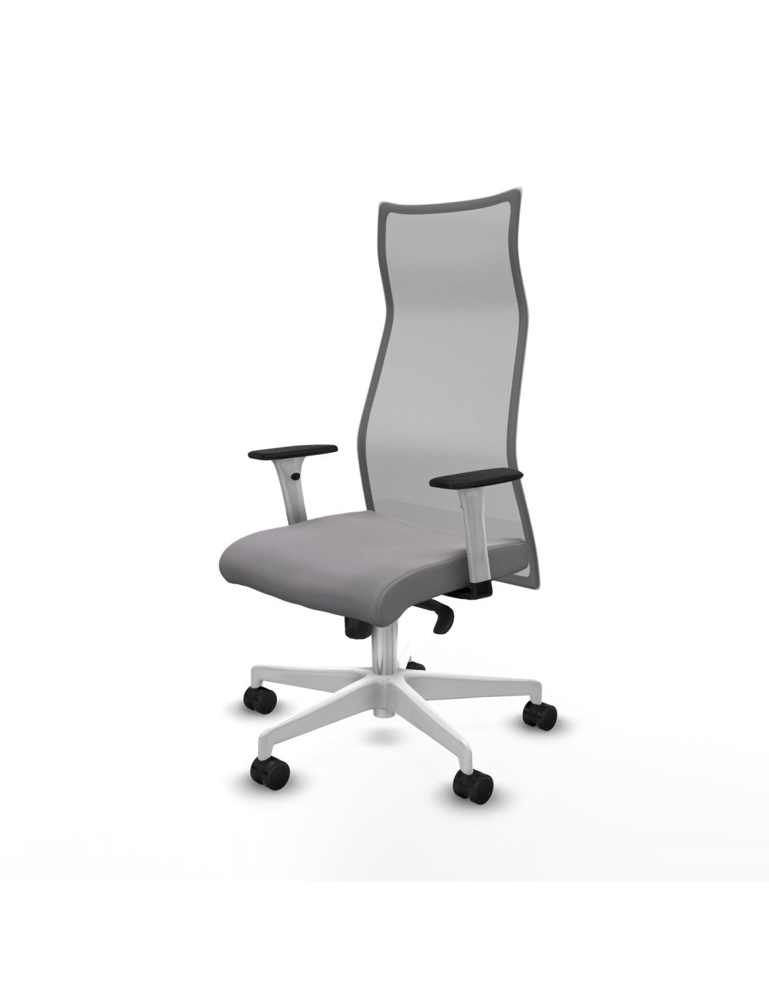 Piqueras y Crespo Albacete malla sincro malla gris similpiel gris brazos blancos base blanca ruedas 65 mm nailon