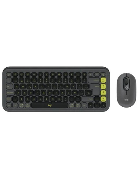TECLADO + RATON LOGITECH POP ICON WIRELESS BLACK/GREEN
