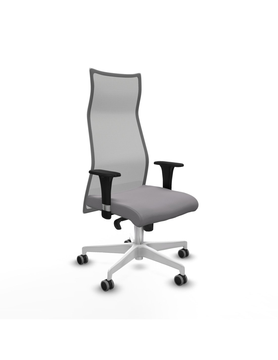 Piqueras y Crespo Albacete malla sincro malla gris similpiel gris brazos 1D base blanca ruedas 65mm engomadas