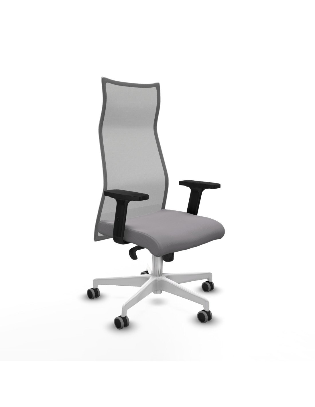 Piqueras y Crespo Albacete malla sincro malla gris similpiel gris brazos 2D base blanca ruedas 65mm engomadas