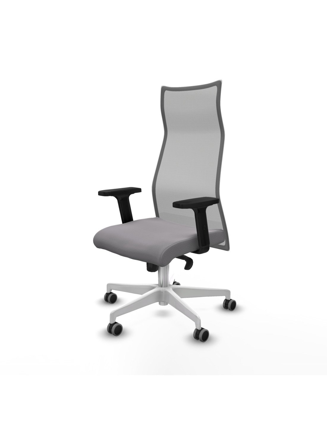 Piqueras y Crespo Albacete malla sincro malla gris similpiel gris brazos 2D base blanca ruedas 65mm engomadas