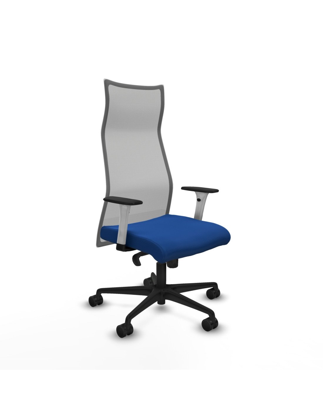 Piqueras y Crespo Albacete malla sincro malla gris similpiel azul brazos blancos base nailon ruedas 65 mm nailon