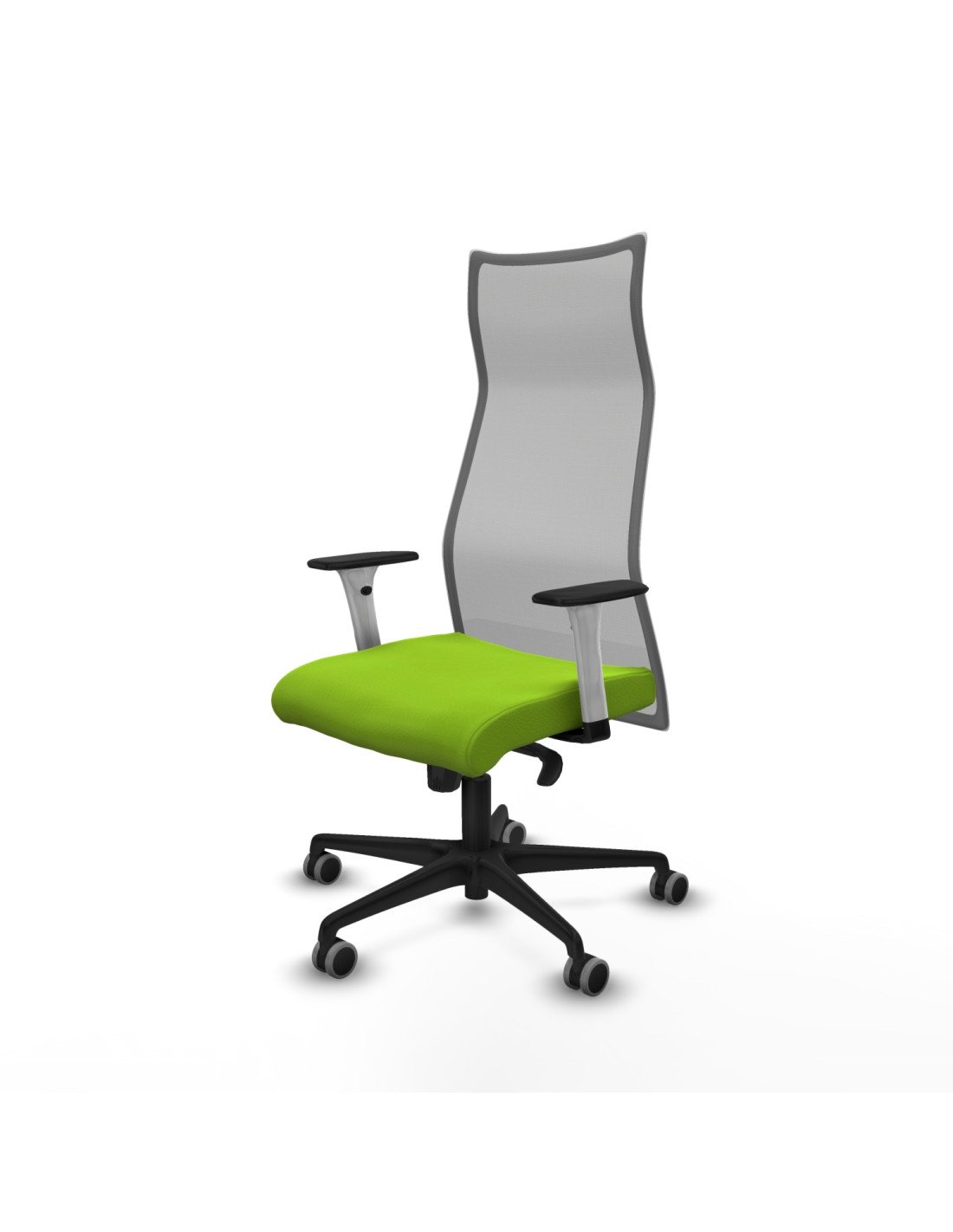 Piqueras y Crespo Albacete malla sincro malla gris similpiel pistacho brazos blancos base nailon ruedas 65mm engomadas