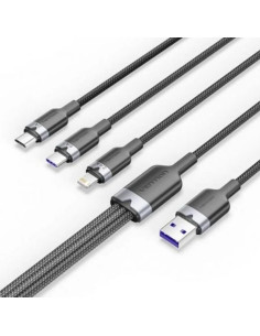 CABLE 3 EN 1 VENTION USB-A 2.0 - USB-C/LIGHTNING/MICRO-B 1.5M ALUMINIO BLACK