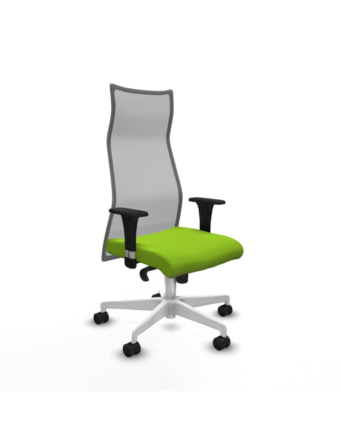 Piqueras y Crespo Albacete malla sincro malla gris similpiel pistacho brazos 1D base blanca ruedas 65 mm nailon