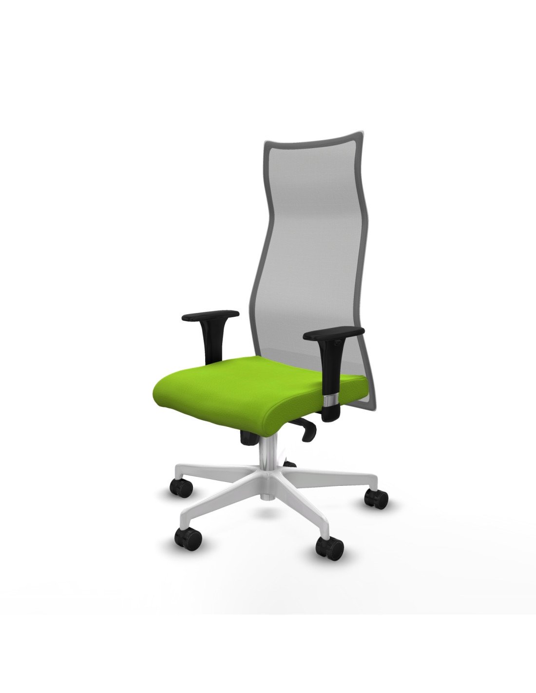 Piqueras y Crespo Albacete malla sincro malla gris similpiel pistacho brazos 1D base blanca ruedas 65 mm nailon