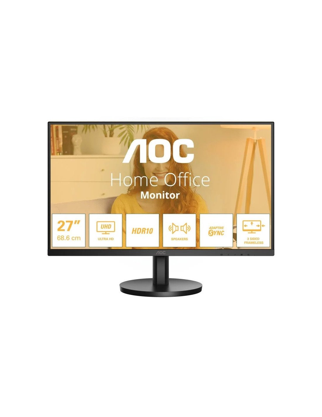 MONITOR PROFESIONAL AOC 27 4K ERGONOMICO MULTIMEDIA HDMI DISPLAYPORT BLACK