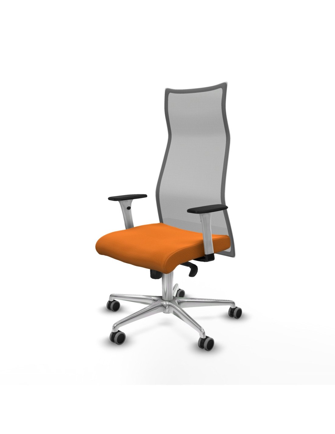 Piqueras y Crespo Albacete malla sincro malla gris similpiel naranja brazos blancos base aluminio ruedas 65mm engomadas