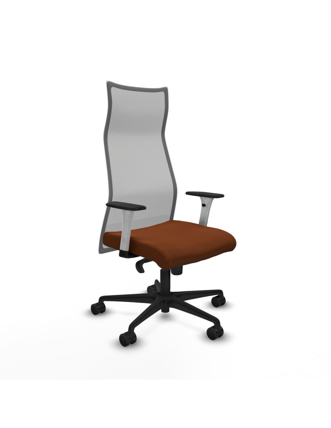 Piqueras y Crespo Albacete malla sincro malla gris similpiel marr?n brazos blancos base nailon ruedas 65 mm nailon