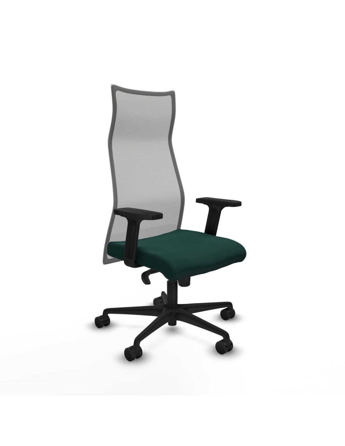 Piqueras y Crespo Albacete malla sincro malla gris similpiel verde botella brazos 2D base nailon ruedas 65 mm nailon