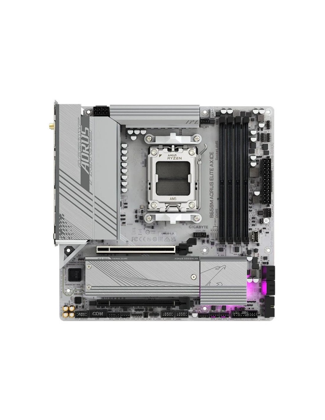 PLACA BASE GIGABYTE GA-B650M-AORUS ELITE AX ICE AM5 MATX 4XDDR5 WIFI HDMI DP