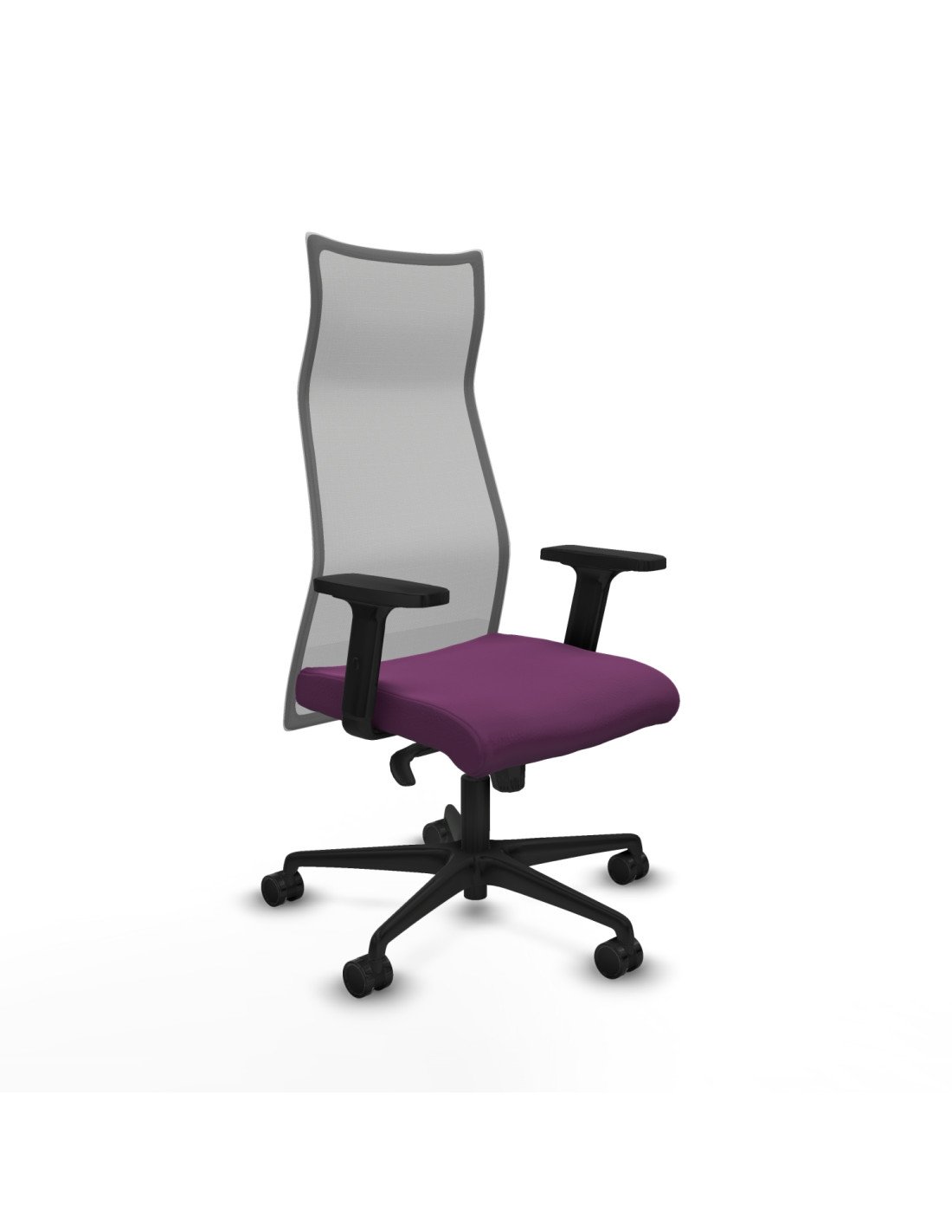 Piqueras y Crespo Albacete malla sincro malla gris similpiel morado brazos 2D base nailon ruedas 65 mm nailon