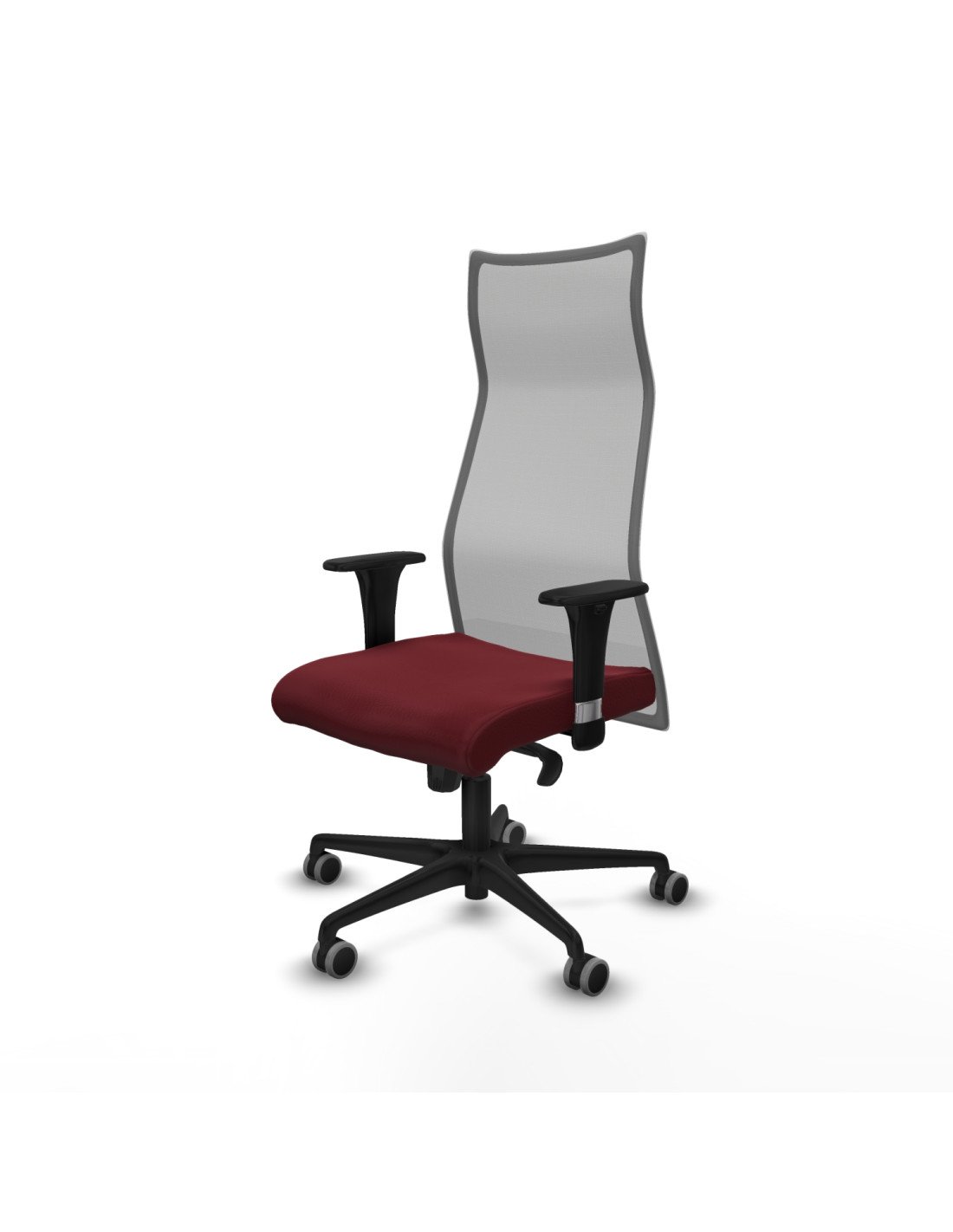 Piqueras y Crespo Albacete malla sincro malla gris similpiel granate brazos 1D base nailon ruedas 65mm engomadas