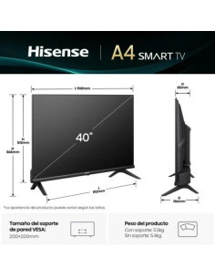 TELEVISOR HISENSE 40 LED FHD USB SMART TV ANDROID WIFI HOTEL VIDAA BLUETOOTH 2